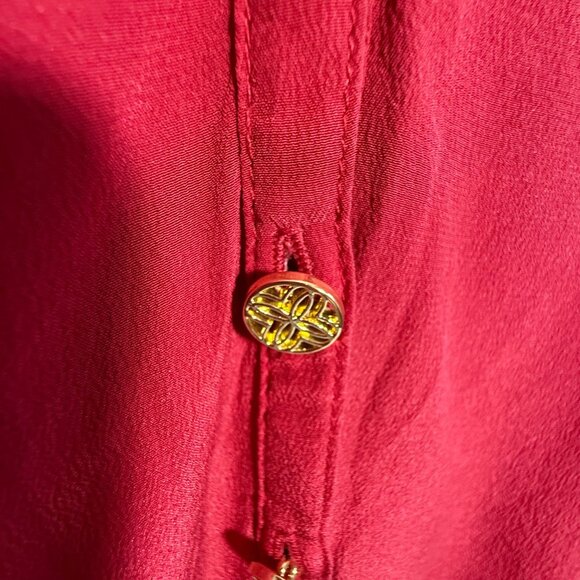 Lilly Pulitzer 100% Silk Elsa Long Sleeve Blouse Top Women Poinsettia Red - Picture 6 of 8